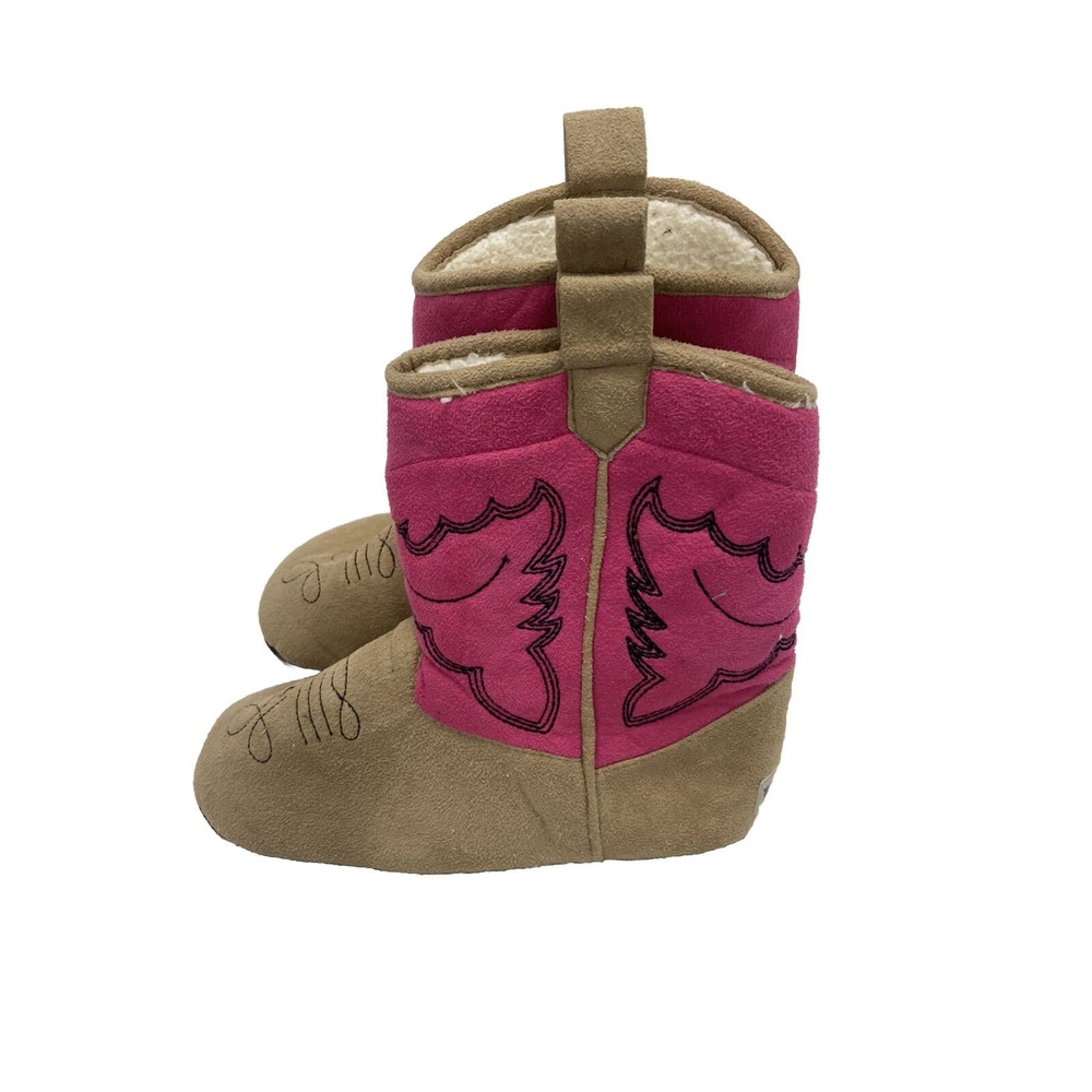 Lazy One Slippers Women’s Pink Tan Size 4-6 Cowgirl Boots